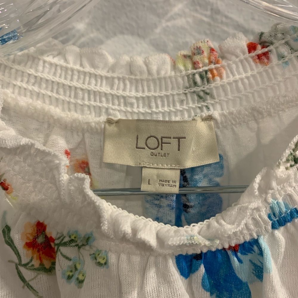 LOFT Floral Tank Top - White and Blue - Picture 2 of 10